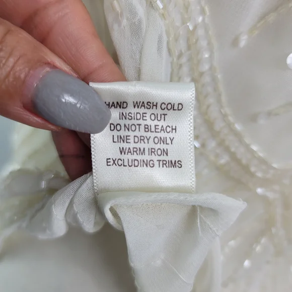 WILLOW & CLAY ANTHROPOLOGIE CREAM OFF WHITE SEQUINED BEADED SLEEVELESS TOP SZ:S - Picture 4 of 15